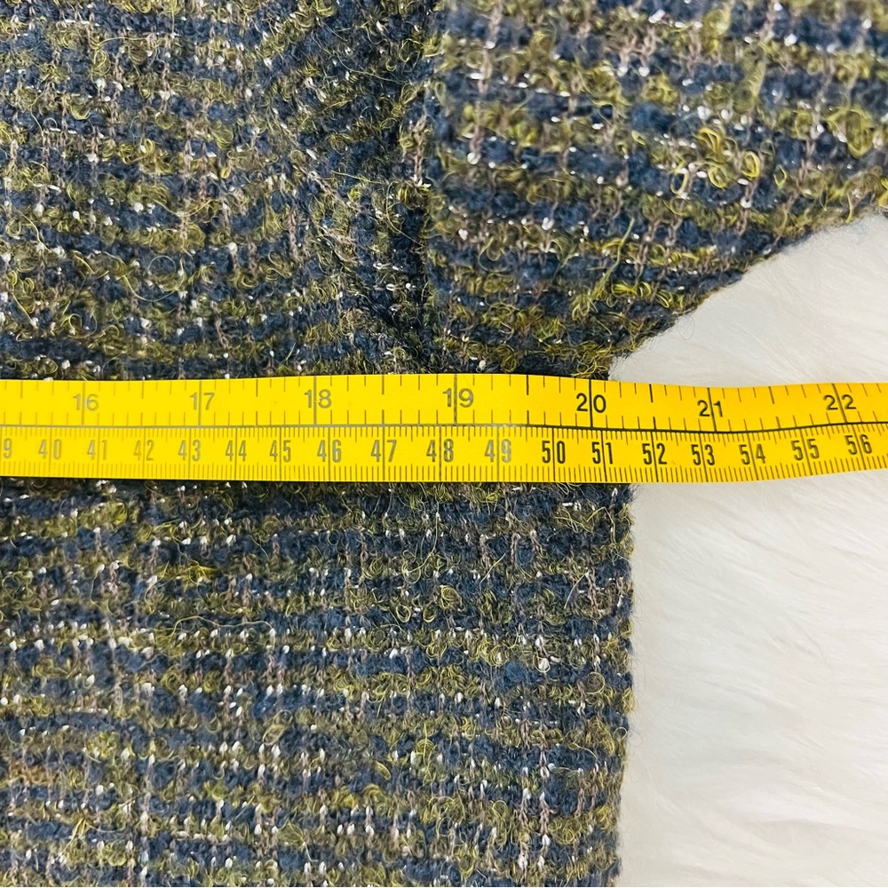 NWT Talbots Wool/Alpaca/Metallic Blend Blazer Olive/Navy Blue Fabric Knit Italy - Picture 13 of 15